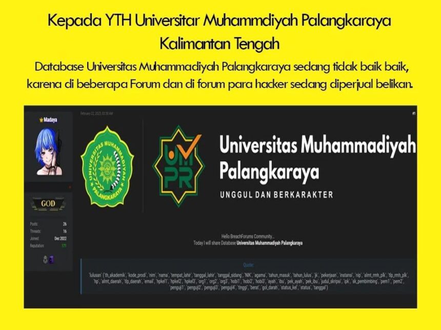 database um palangka raya bocor di hack