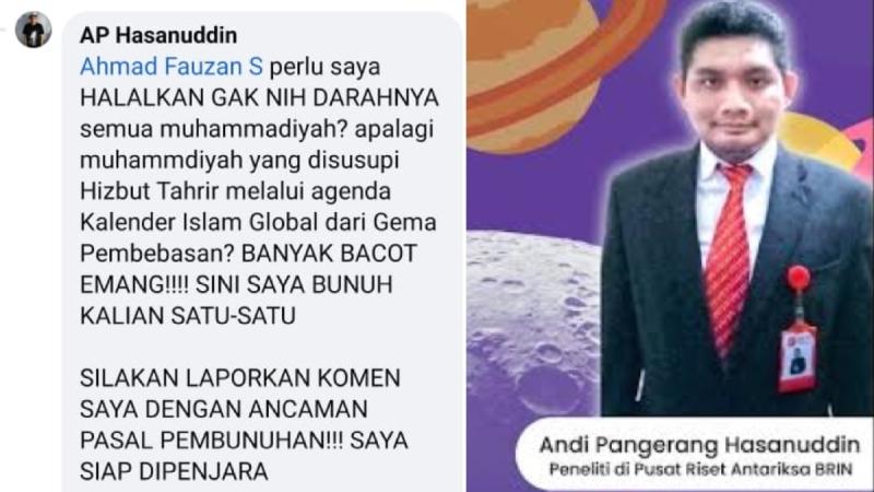 Ap Hasanuddin Peneliti Brin Ancam Bunuh Warga Muhammadiyah