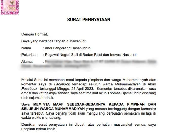 Pernyataan Permintaan Maaf
