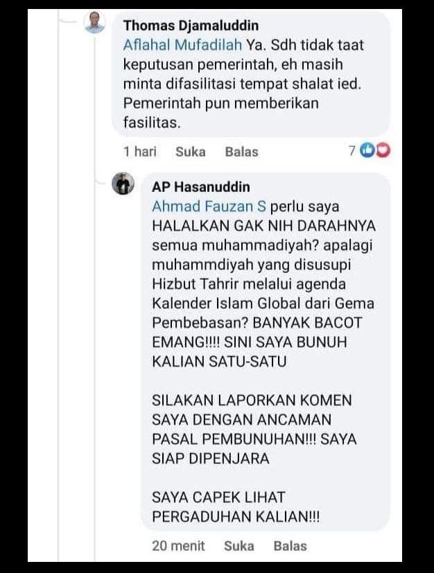 Status Ap Hasanuddin Ancam Warga Muhammadiyah
