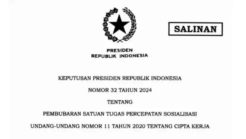 Pembubaran Satgas Uu Cipta Kerja