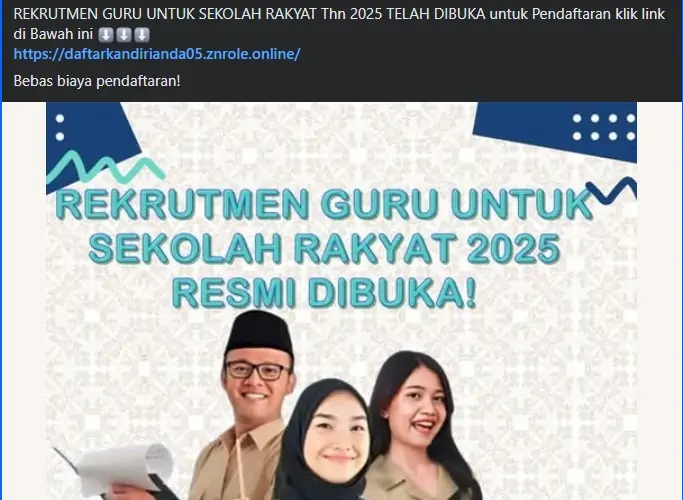 Hoaks Link Guru Sekolah Rakyat