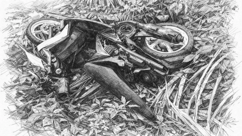 Ilustrasi Motor Masuk Jurang