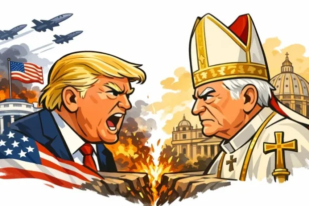 Ilustrasi Donald Trump Vs Paus Leo Xiv