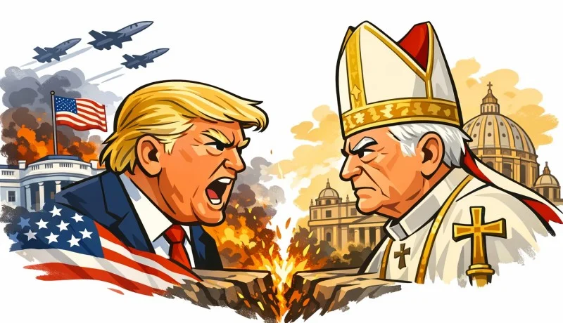 Ilustrasi Donald Trump Vs Paus Leo Xiv