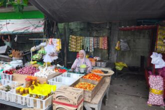 Pedagang di Pasar Besar, Kota Palangka Raya.