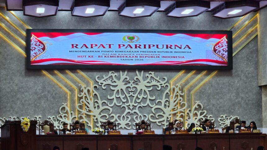 Rapat Paripurna DPRD Provinsi Kalimantan Tengah dengan agenda mendengarkan Pidato Kenegaraan Presiden Republik Indonesia dalam rangka HUT ke-81 Kemerdekaan RI Tahun 2026, Jumat (14/8/2026).