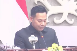 Juru Bicara Fraksi Partai Gerindra Kalteng, Wengga Febri Dwi Tananda, dalam Rapat Paripurna ke-6 Masa Persidangan I Tahun Sidang 2026 DPRD Kalteng, Selasa (15/9/2026).